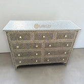 Bone Inlay Checks Design 9 Drawers Chest Black